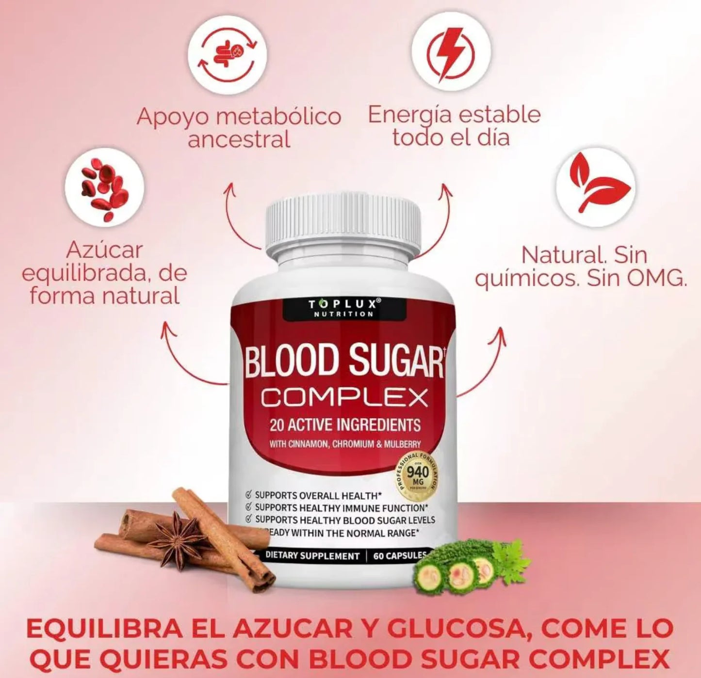 BLOOD SUGAR SUPLEMENTO - REGULA TUS NIVELES DE AZUCAR Y MEJORA TU ENERGÍA