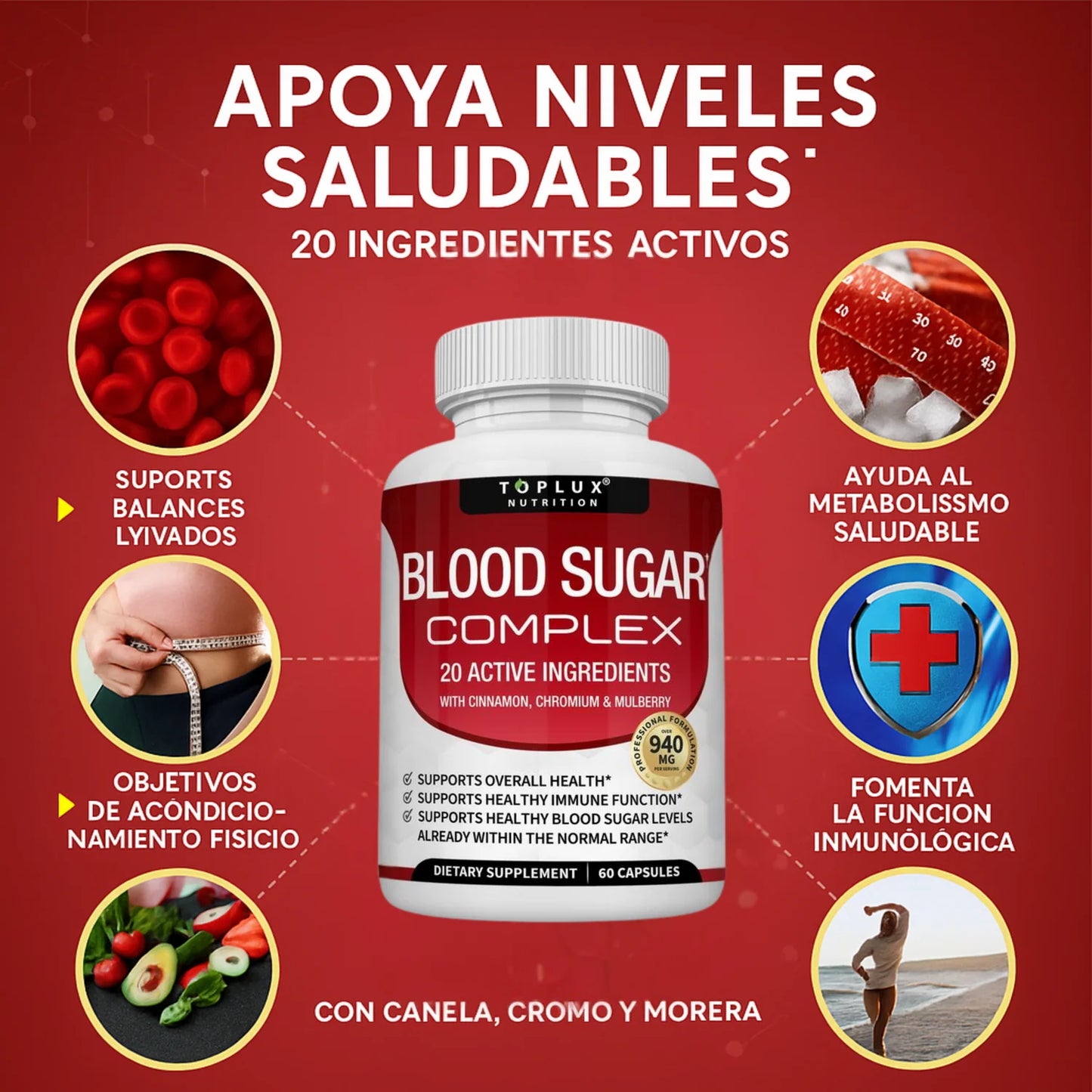 BLOOD SUGAR SUPLEMENTO - REGULA TUS NIVELES DE AZUCAR Y MEJORA TU ENERGÍA